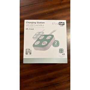 UltraPro Elite 2-Pack Charging Station USB-C USB-A 6ft Braided Cord Sage Green